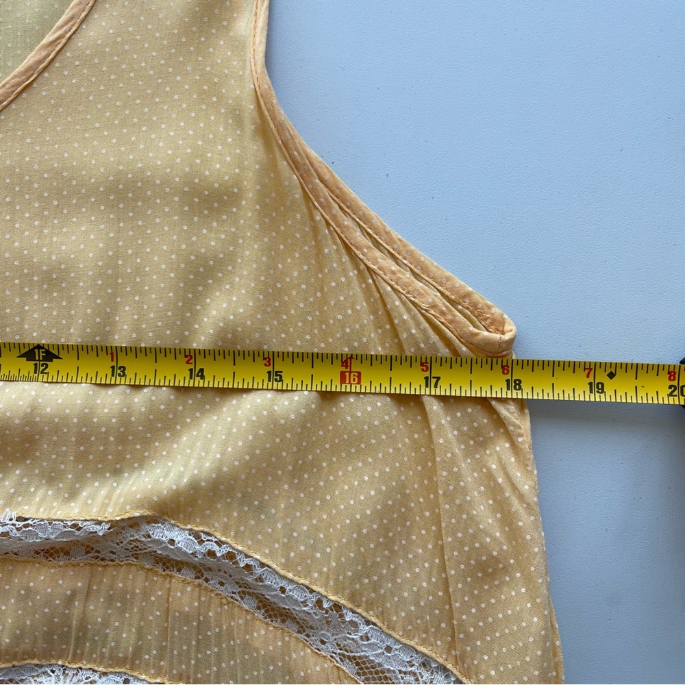 ✨Free People Intimately | Lemon Yellow Voile and Lace Trapeze Slip Dress - Picture 14 of 16